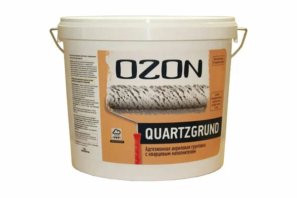 Кварц-грунт акриловый для декоративной штукатурки OZON Quartzgrund ВД-АК-032М-15 белая  морозостойкая